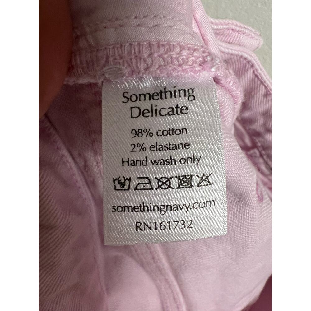 Something Navy Light Pink High Waist Straight Leg Raw Hem Jeans Size 6 - Picture 7 of 7